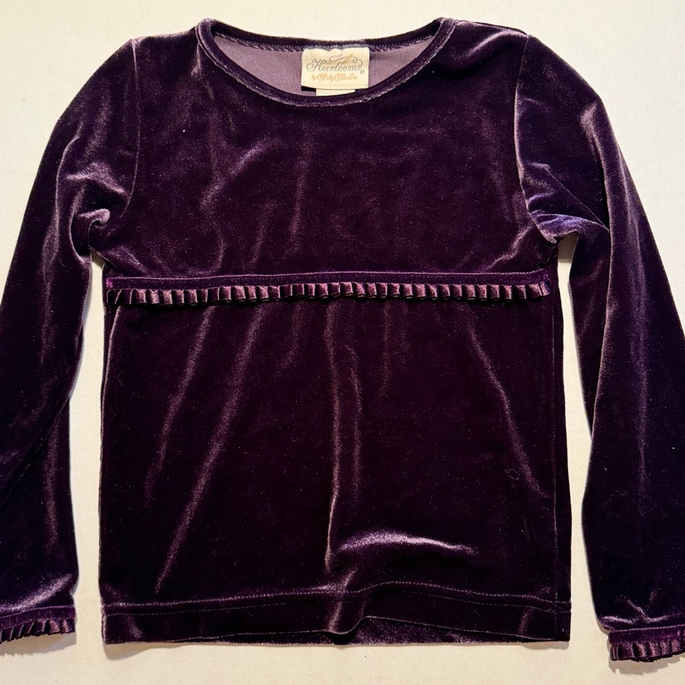 Vintage Heirlooms by Polly Flinders Girls 5 6 Purple Velvet Top Soft
